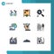 Set of 9 Modern UI Icons Symbols Signs for process, online, data, human, outsourcing