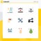 Set of 9 Modern UI Icons Symbols Signs for quad copter, drone, shopping, head, process