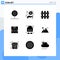 Set of 9 Modern UI Icons Symbols Signs for romance, curtains, payment, room, wood