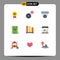 Set of 9 Modern UI Icons Symbols Signs for school, library, media, book, soccer