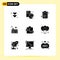 Set of 9 Modern UI Icons Symbols Signs for sport, machine, check list, weight, credit