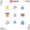 Set of 9 Modern UI Icons Symbols Signs for supermarket, refrigerator, locked, kitchen, documents