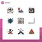 Set of 9 Modern UI Icons Symbols Signs for web, globe, camping, arrow, show