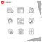 Set of 9 Modern UI Icons Symbols Signs for web, hardware, hand, computer, selling