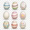 Set Of 9 Natural Colored Easter Eggs Frohe Ostern Transparent