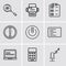 Set Of 9 simple editable icons such as Broadcast microphone, Calculator, Laptop frontal monitor, Left side alignment, Button on of