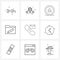 Set of 9 Simple Line Icons of call, write, interface, pencil, edit