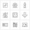 Set of 9 Simple Line Icons of miscellaneous, trip, joint, travel, pointer