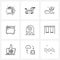 Set of 9 Simple Line Icons of science, alien, money, tech m, web layout