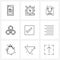 Set of 9 Simple Line Icons for Web and Print such as check, poker, lab, money, betting