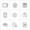 Set of 9 Simple Line Icons for Web and Print such as load, cloud, scale, mobile, heart