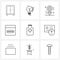 Set of 9 Simple Line Icons for Web and Print such as medicine, load, confectionery, progress, loading