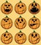 Set of 9 smiley pumpkin faces