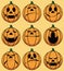 Set of 9 smiley pumpkin faces