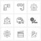 Set of 9 UI Icons and symbols for candies, setting, leaf, computer, lock