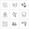 Set of 9 UI Icons and symbols for candy, mike, gear, microphone, concert