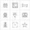 Set of 9 UI Icons and symbols for electric, switch, sleeping, plug, game