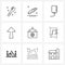 Set of 9 UI Icons and symbols for hotel, airport reception, medical, direction, arrow