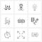 Set of 9 UI Icons and symbols for power, wooden, father, home furniture, chair