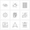 Set of 9 UI Icons and symbols for text, file, text, city, water