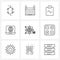 Set of 9 Universal Line Icons of atom, business, transportation, internet, laptop