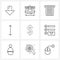 Set of 9 Universal Line Icons of bulleted, finances, file, dollar, business