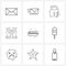 Set of 9 Universal Line Icons of geometry, scale, security, box, safe