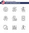 Set of 9 USA Day Icons American Symbols Independence Day Signs for bag; sign; cactus; star; badge