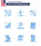 Set of 9 USA Day Icons American Symbols Independence Day Signs for love; america; rugby; american; ice hockey