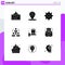 Set of 9 Vector Solid Glyphs on Grid for box, communication, delete, office, connection