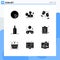 Set of 9 Vector Solid Glyphs on Grid for game, beach, time, drink, party