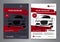 Set A5, A4 rent a car business flyer template. Auto service Brochure templates, automobile magazine cover.