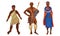 Set of aboriginal women and men from Africa sunny continent. Vector illustration in flat cartoon style.