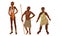 Set of aboriginal women and men from Africa in traditional ethnic dress. Vector illustration in flat cartoon style.