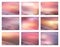 Set of abstract backgrounds for business. Dawn, sunset, sky, waves, gold.