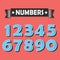 Set of abstract blue numbers with black shadow