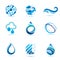 Set of abstract blue symbols