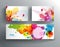 Set of abstract colorful cards and web banner.