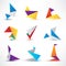 Set of abstract colorful vector origami icons,