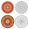 Set of abstract design elements. Round mandalas in vector.