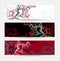 Set abstract doodle banners white red black
