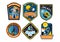 Set of abstract and futuristic space badges, patches, emblems,