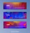 Set of abstract geometric banners. Liquid shapes background elements.