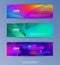 Set of abstract geometric banners. Liquid shapes background elements.