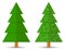 Set of abstract geometric coniferous trees with and without snow.