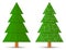 Set of abstract geometric coniferous trees with and without snow.