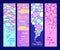 Set of abstract hand drawn banners with clouds bubbles and hearts in full colors