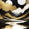 Set of abstract landscapes art gold black and white concept