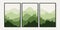 Set of abstract landscapes. Collection of wall arts with mountains in green palette. Vector illustration