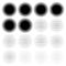 Set of abstract line circles. Lines halftone circle element. Parallel, straight strips, stripes. Simple, basic geometric black and